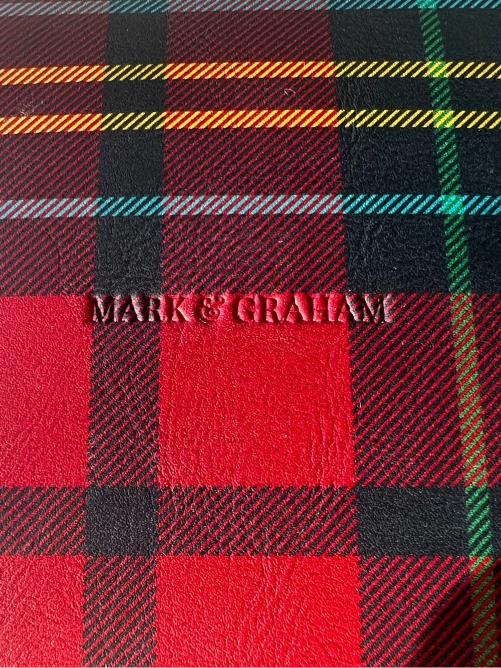 Mark & Graham Plaid Travel Jewelry Case Zip-Around w/ Mirror Faux Leather